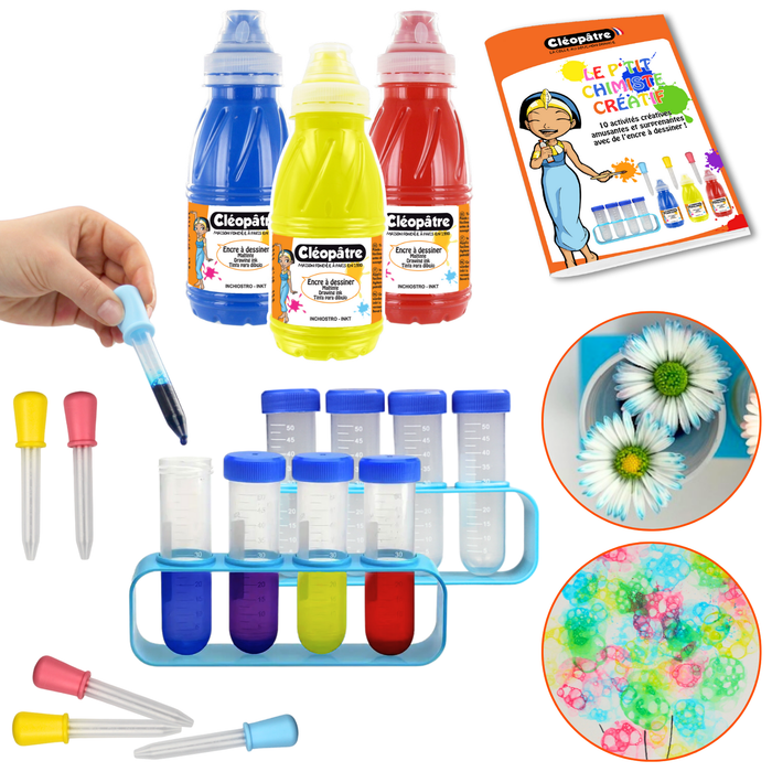 KIT DU P'TIT CHIMISTE CRÉATIF : 10 activités créatives amusantes et surprenantes avec de l'encre à dessiner !