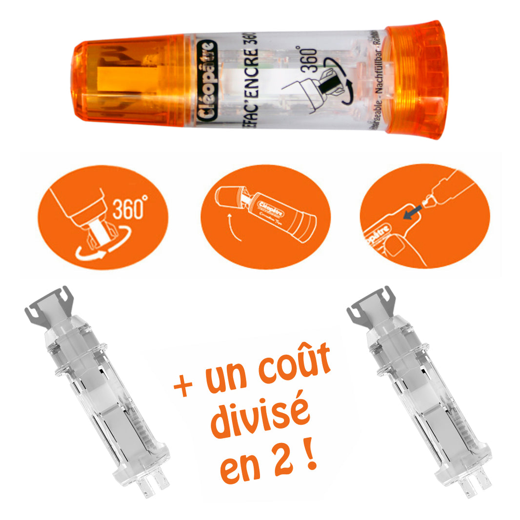 Effac'Encre 360Â° tête rotative Correction Blanc avec 2 recharges