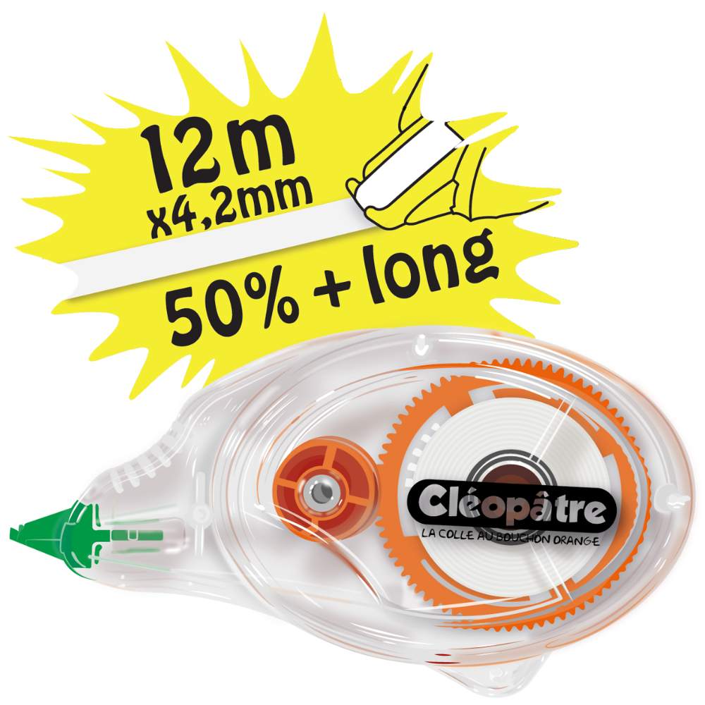 Roller de correction blanc 12m*4.2mm, 70% plastique recyclé
