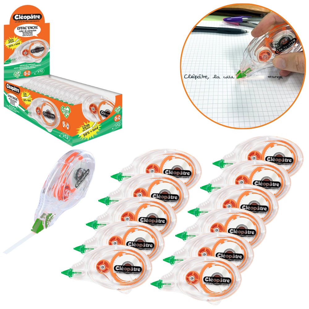 Roller de correction blanc 12m*4.2mm, 70% plastique recyclé