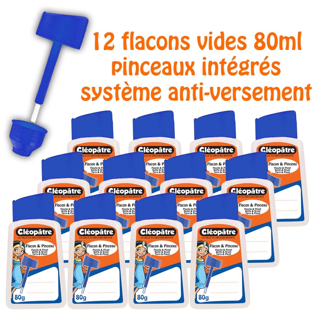 Lot de 12 pots vides de 80 ml avec pinceau incorporé