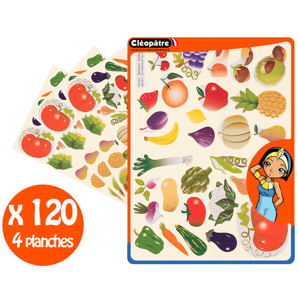 120 Gommettes fruits et légumes