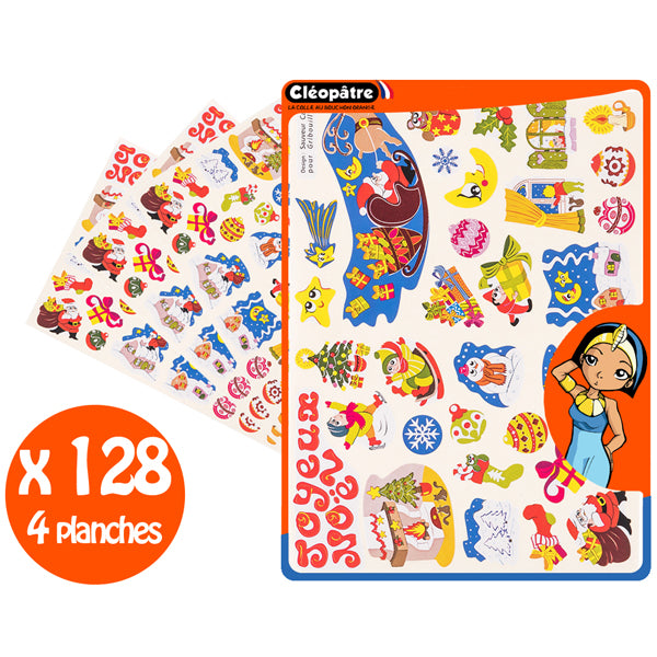 128 Gommettes noël - multi formes - multi couleurs
