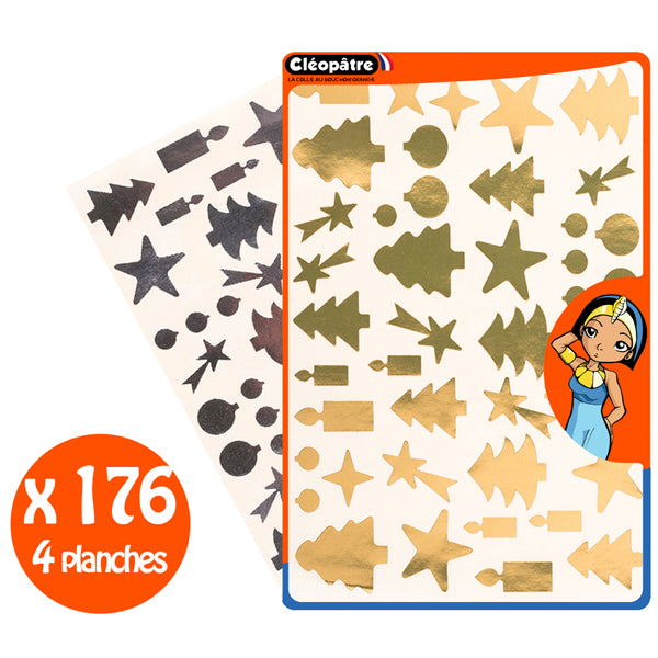 Gommettes formes noël diverses or et argent - 11 formes