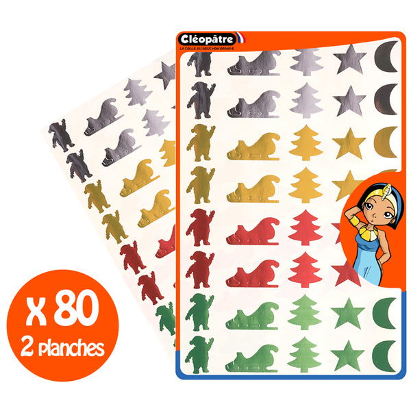 Gommettes noël métallisées - 4 couleurs