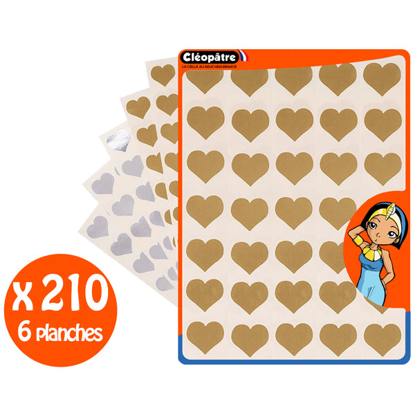 Gommettes Cœurs - Or et Argent