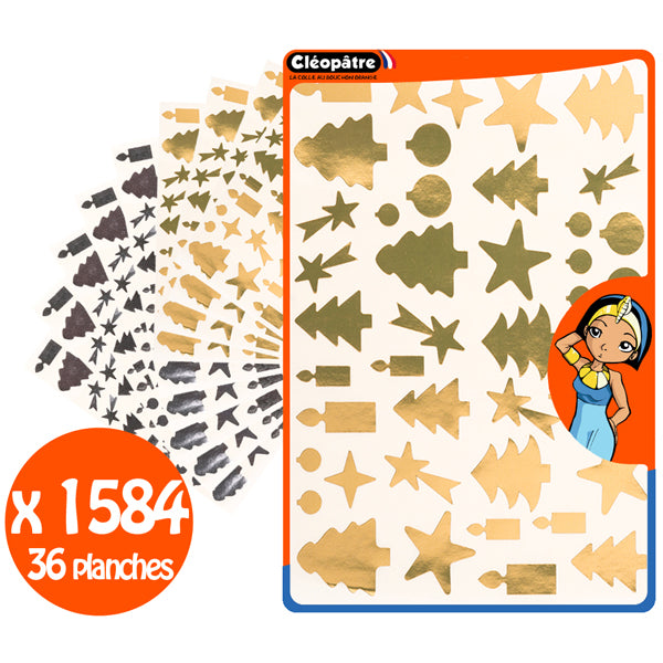 Gommettes formes noël diverses or et argent - 11 formes