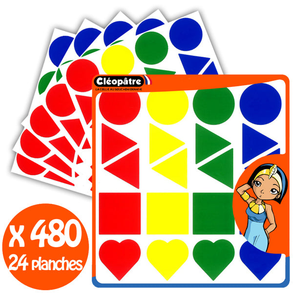 Gommettes géométriques MAXI - 4 formes - 4 couleurs
