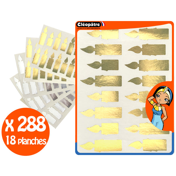288 Gommettes bougies or et argent - 2 couleurs