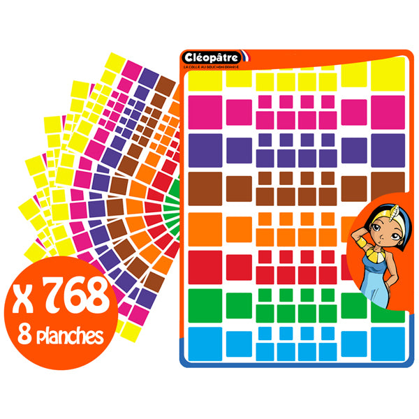 768 Gommettes carrées - 8 couleurs