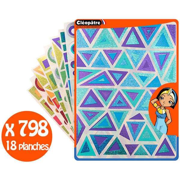 798 Gommettes multiformes artistiques holographiques - 3 formes - 6 couleurs