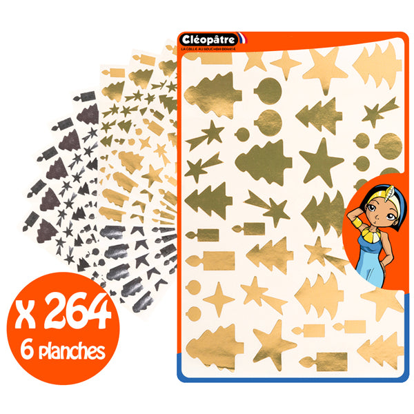 Gommettes formes noël diverses or et argent - 11 formes