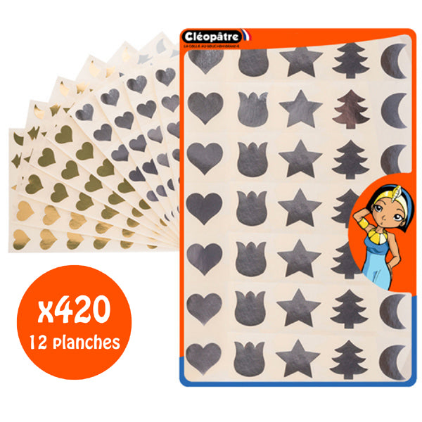 Gommettes Noël or et argent - 5 formes