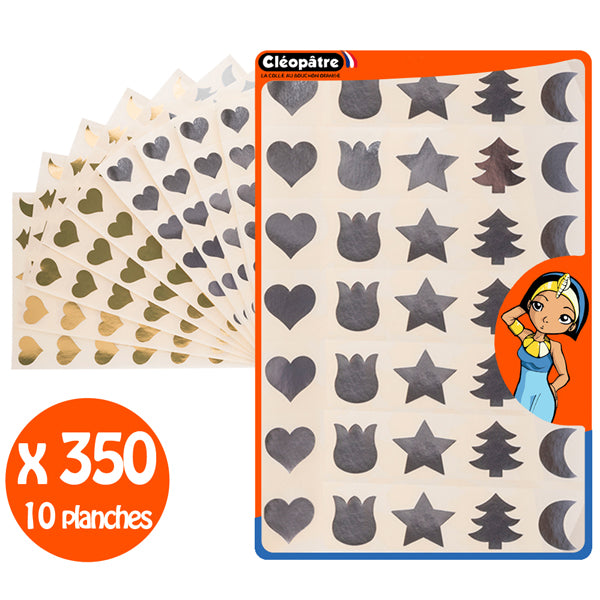 Gommettes Noël or et argent - 5 formes