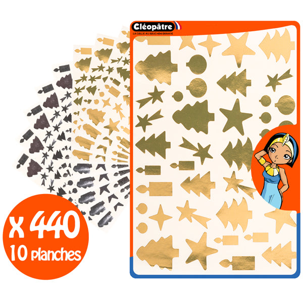 Gommettes formes noël diverses or et argent - 11 formes