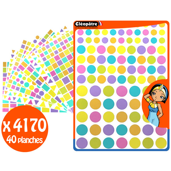 4170 Gommettes géométriques pastels - 4 formes - 6 couleurs
