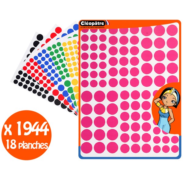 1944 gommettes rondes - 6 couleurs