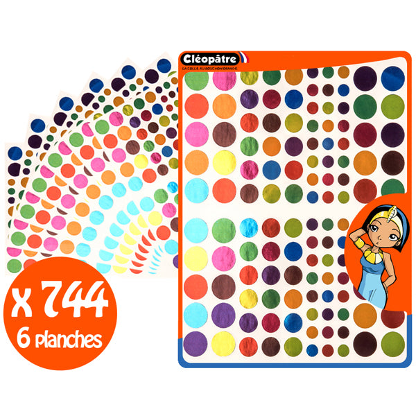 Gommettes Rondes - 8 couleurs métallisées