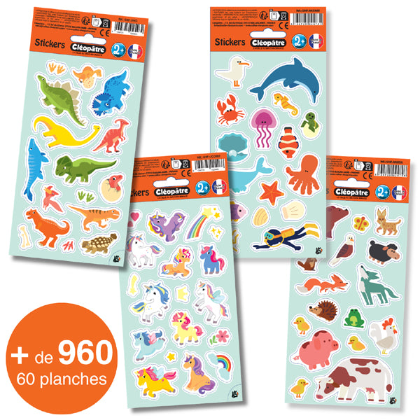 60 planches de gommettes No Pack panachées - thèmes variés