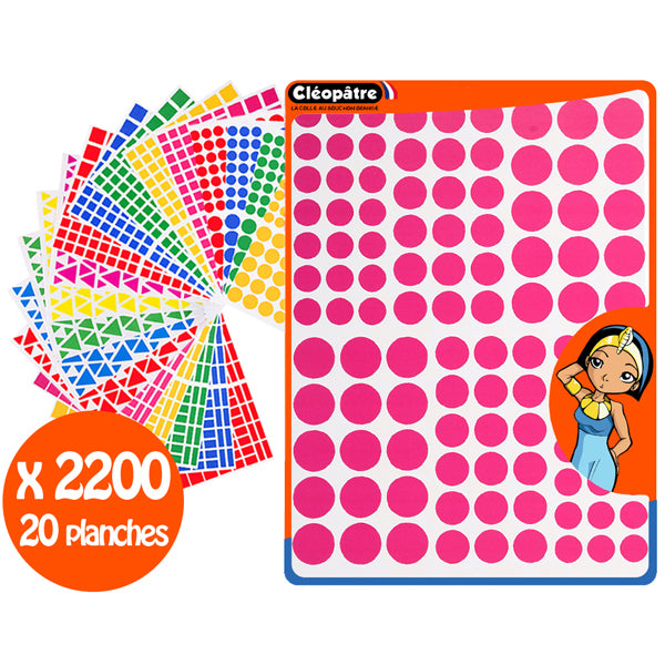 2200 Gommettes géométriques - 4 formes - 8 couleurs