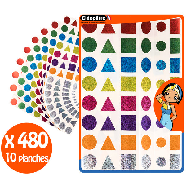 Gommettes géométriques holographiques - 6 formes - 8 couleurs