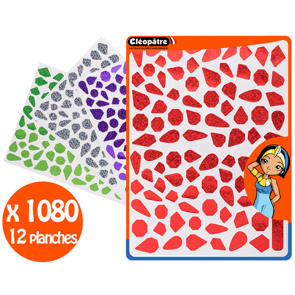 Gommettes pierres précieuses holographiques - 4 couleurs