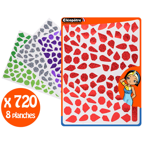 Gommettes pierres précieuses holographiques - 4 couleurs