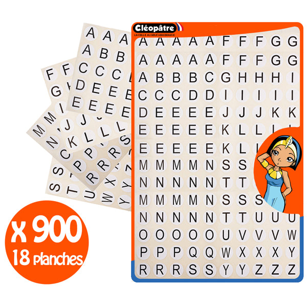 900 Gommettes alphabet noir et blanc