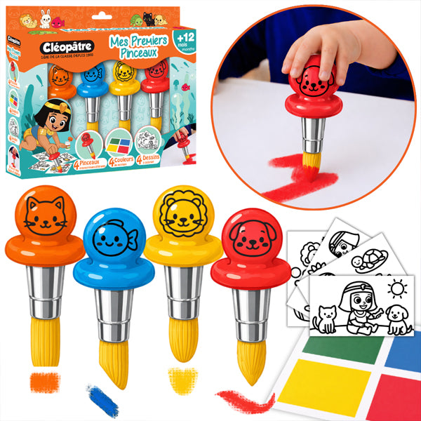 Mes premiers pinceaux + 4 pastilles de peinture + 4 coloriages
