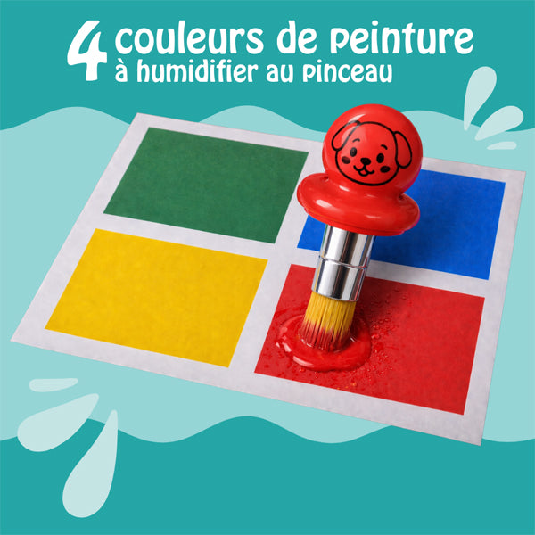 Mes premiers pinceaux + 4 pastilles de peinture + 4 coloriages