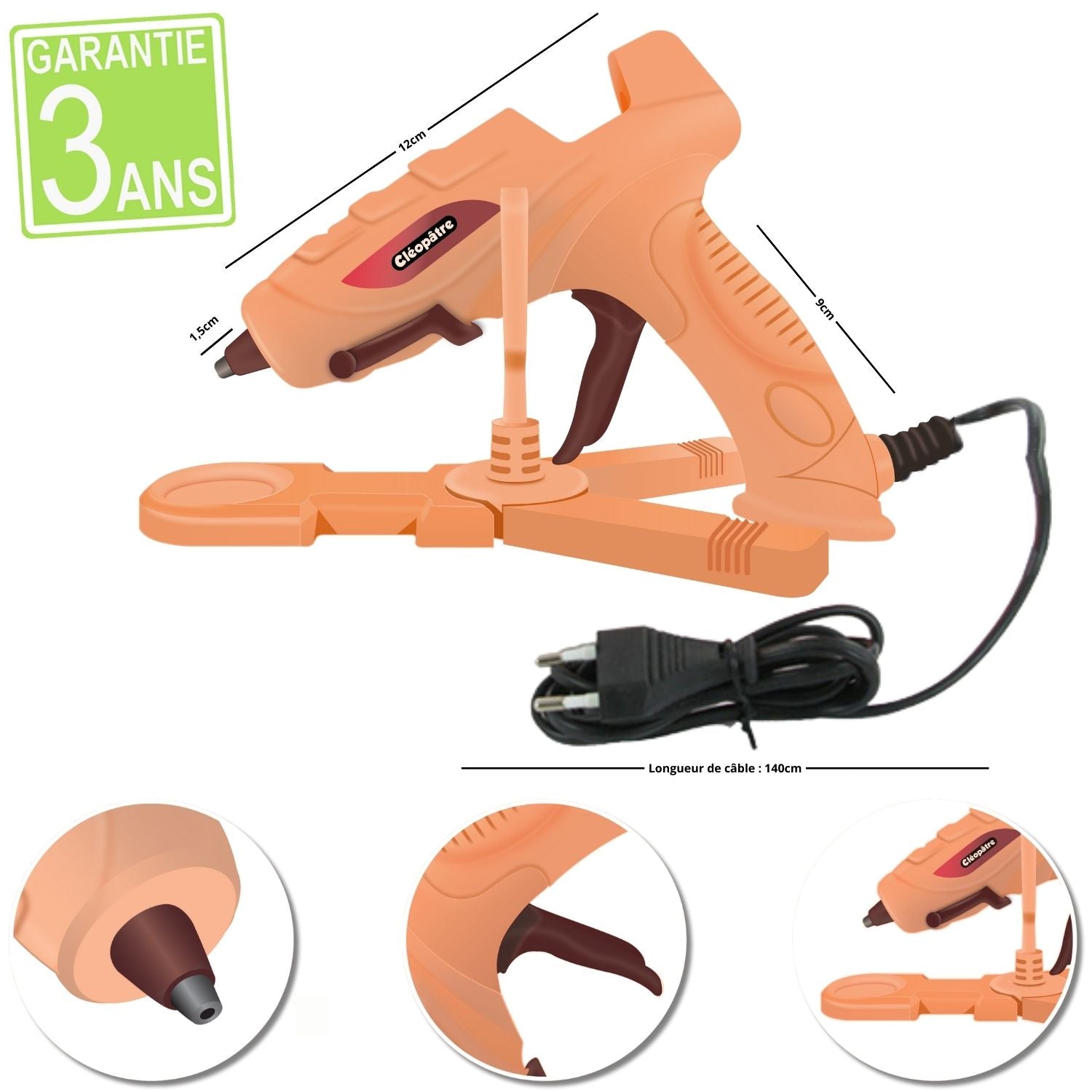 PACK DÉCOUVERTE Pistolet Cléo'GUN FIX SECURE + station + 10 bâtons recharges + 2 pinces