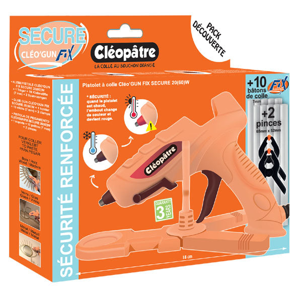 PACK DÉCOUVERTE Pistolet Cléo'GUN FIX SECURE + station + 10 bâtons recharges + 2 pinces