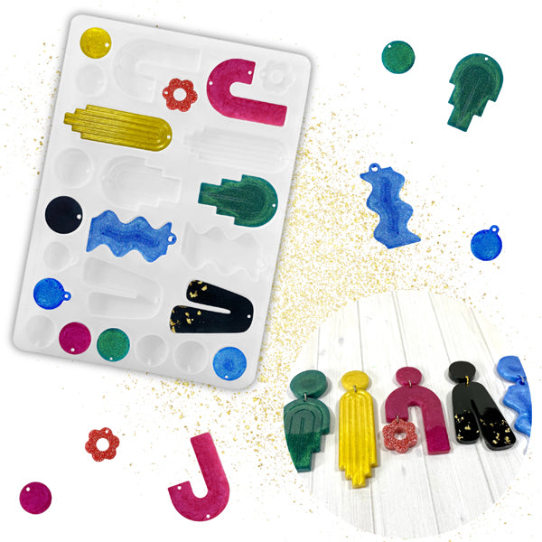 Moule résine 24 bijoux graphiques