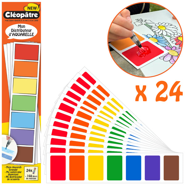 Mon Distributeur d'Aquarelle : 24 feuilles détachables de 7 couleurs (168 blocs de peinture)