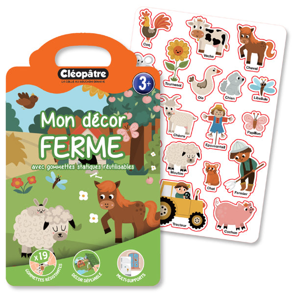 Mon Décor Ferme et mes 19 gommettes statiques réutilisables