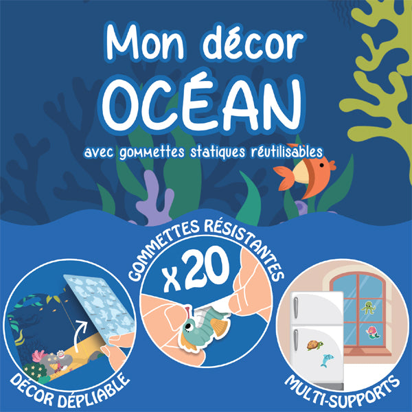Mon Décor Océan et mes 20 gommettes statiques réutilisables