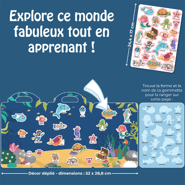 Mon Décor Océan et mes 20 gommettes statiques réutilisables