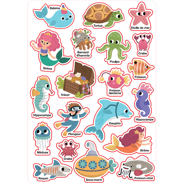 Mon Décor Océan et mes 20 gommettes statiques réutilisables