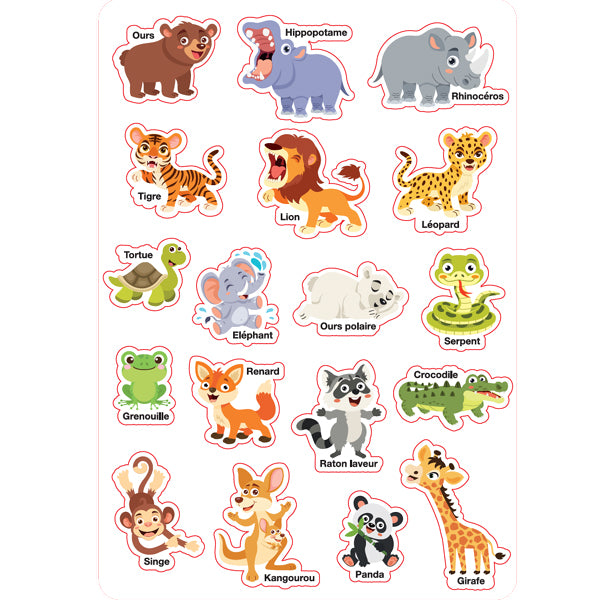 Mon Décor Animaux Sauvages et mes 18 gommettes statiques réutilisables