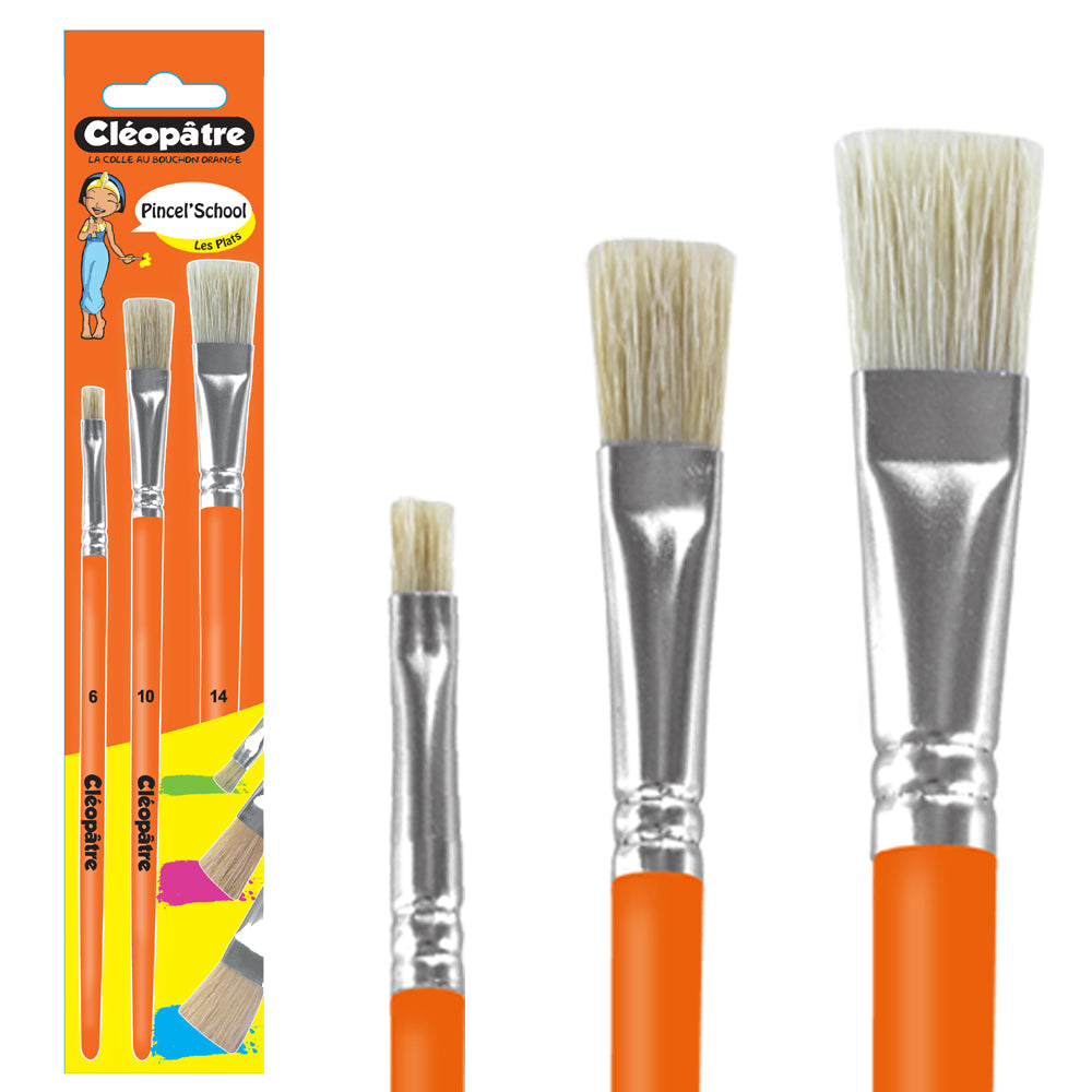 Pincel'School - pinceaux plats soie de porc