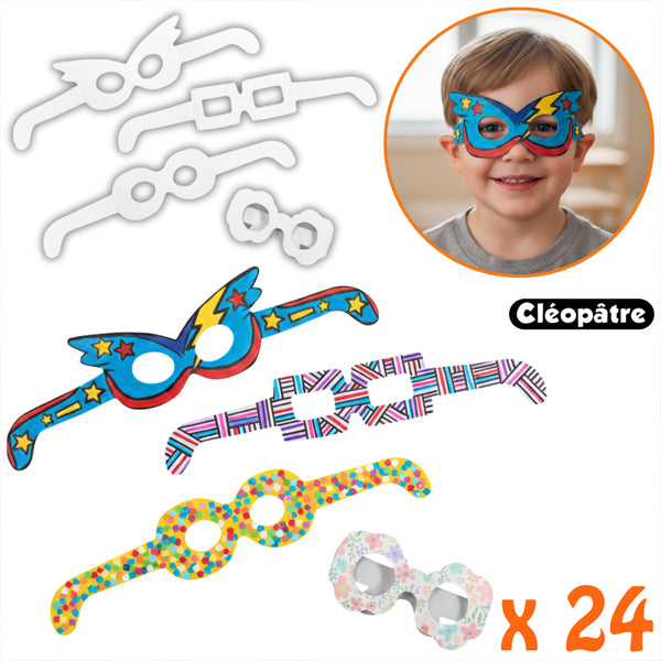 24 paires de lunettes Photobooth à décorer et personnaliser