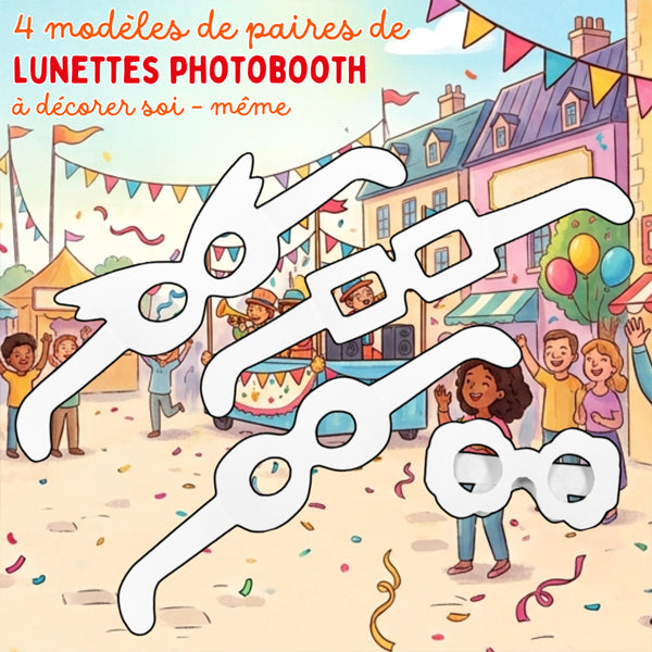 24 paires de lunettes Photobooth à décorer et personnaliser