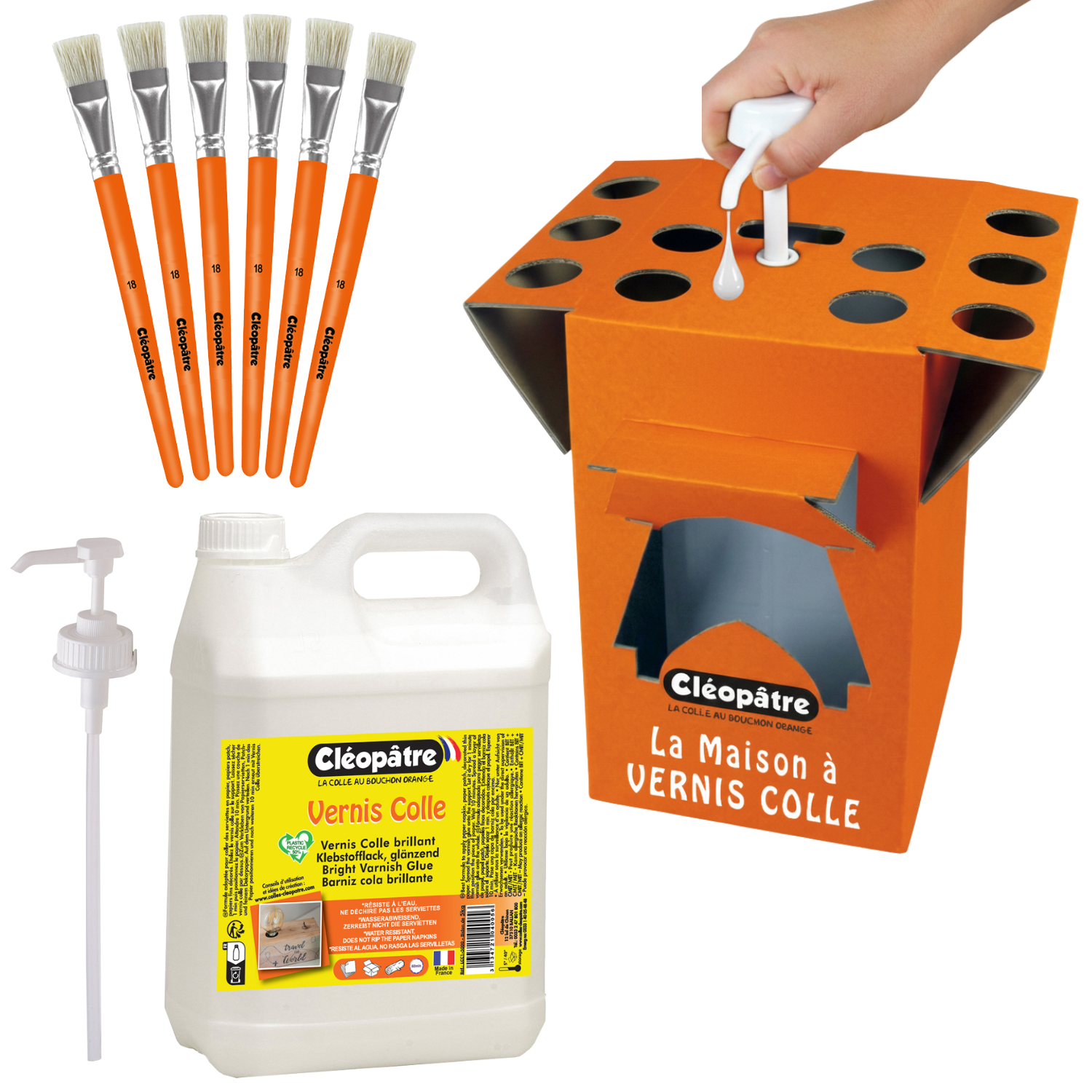 Kit La Maison à Vernis Colle en 5kg + 6 brosses souples + 1 pompe
