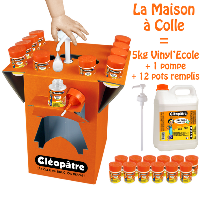 Kit La Maison à Colle Vinyl'École en 5kg + 12 pots 50g avec pinceau + 1 pompe