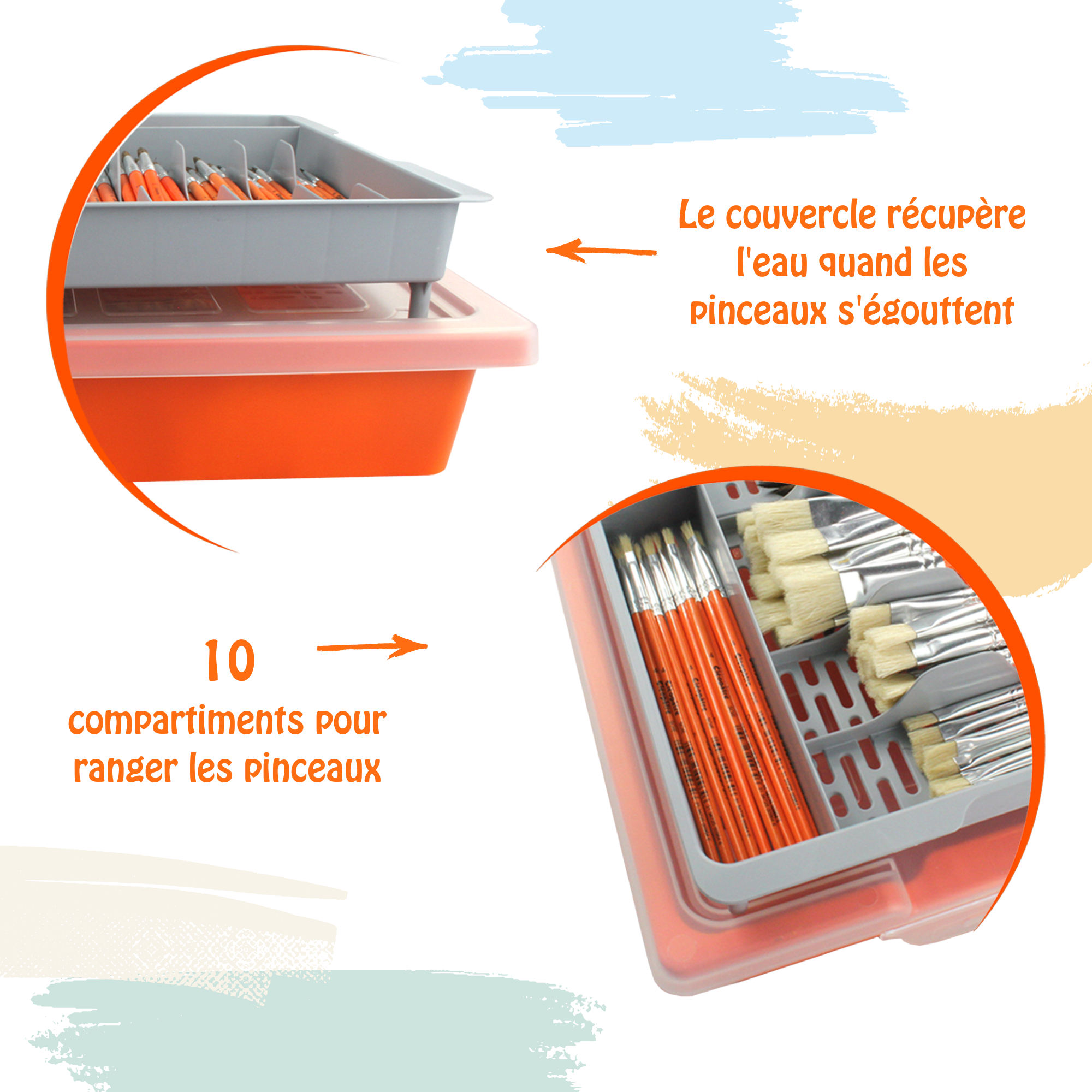 Mallette de rangement égouttoir + 100 pinceaux