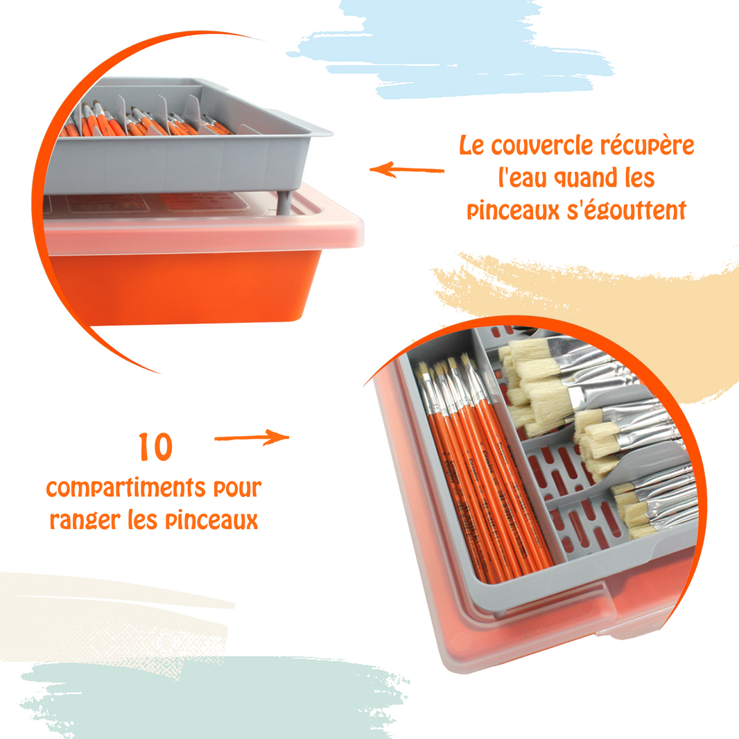 Mallette de rangement égouttoir + 100 pinceaux