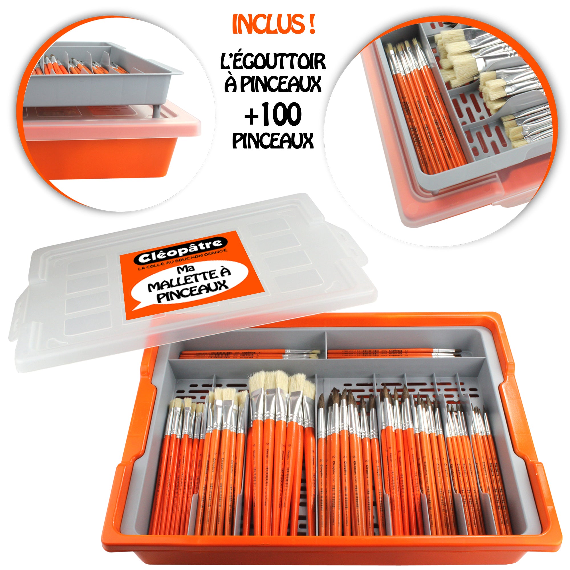 Mallette de rangement égouttoir + 100 pinceaux