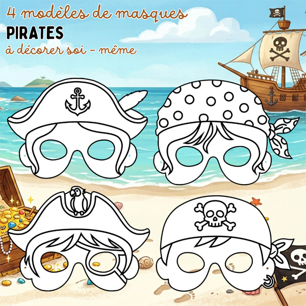 24 masques pirates à décorer