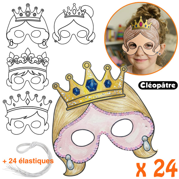 24 masques princes & princesses à décorer