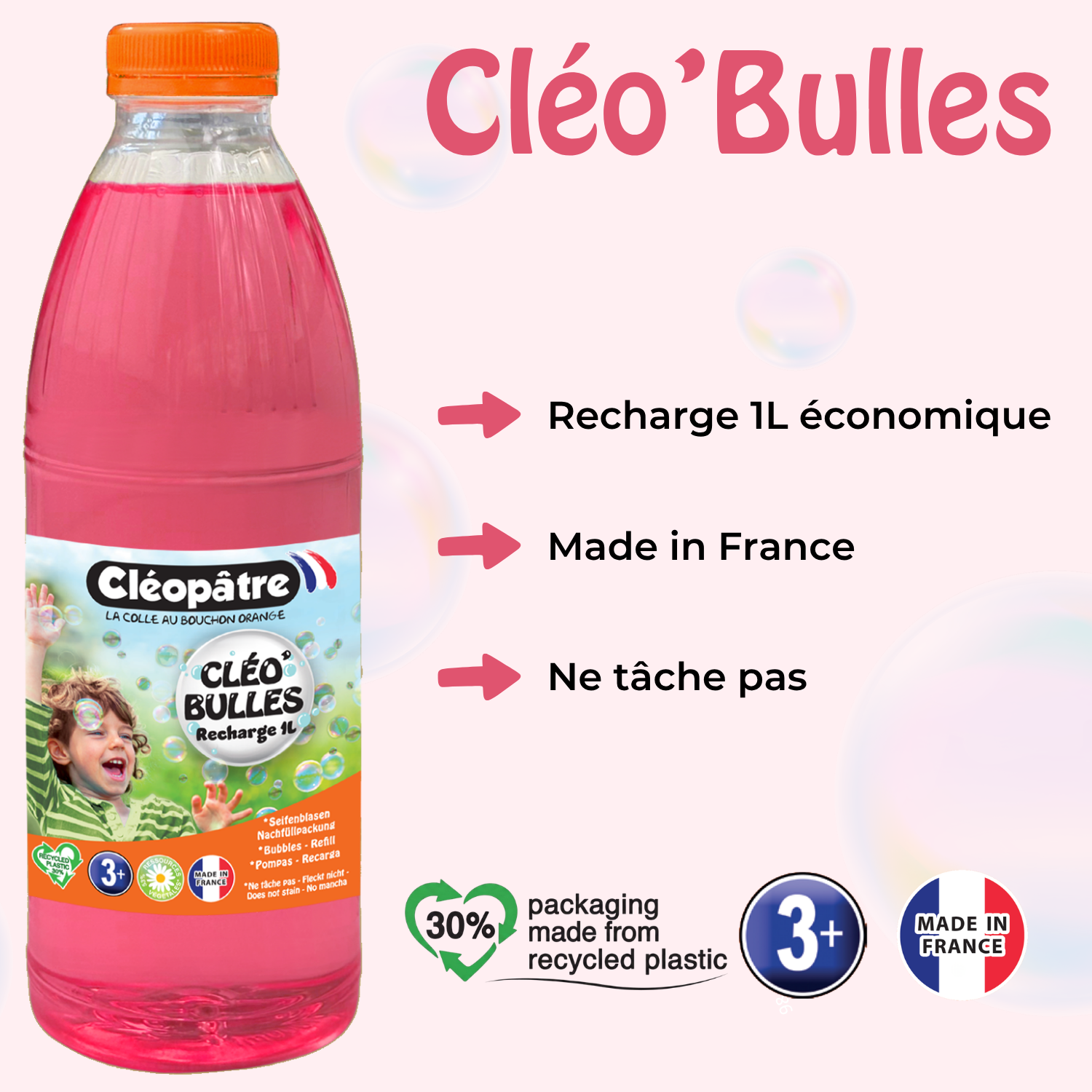 CLÉO'BULLES RECHARGE 1L de solution à bulles pour les enfants